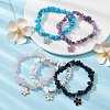 Alloy Enamel Flower Charm Bracelet with Synthetic & Nature Mixed Stone Chips Chains BJEW-JB09654-5