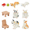 10Pcs 10 Style Resin Cat/Chair/Table/Book/Yarn Ball Ornaments DJEW-TA0001-05-1