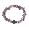 Natural Amethyst Chips Stretch Bracelets for Women Men BJEW-JB11341-08-2
