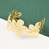 Brass Flower Cuff Bangles for Women BJEW-A090-01G-1