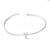 Rack Plating Brass Micro Pave Clear Cubic Zirconia Letter Open Cuff Bangles BJEW-A018-01P-Y-2