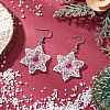 304 Stainless Steel Glass Snowflake Dangle Earrings EJEW-MZ00525-1