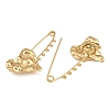 Texture Heart 304 Stainless Steel Safety Pins Brooch Findings SA-CBA098D-15A-G05-2