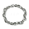 304 Stainless Steel Rhombus Link Chain Bracelets for Women Men BJEW-C063-09AS-1