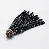 Electroplate Glass Bead Tassel Big Pendants EGLA-P024-08-2