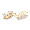 Brass Clear Cubic Zirconia Charms ZIRC-G170-10G-3