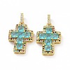 Brass Micro Pave Clear Cubic Zirconia Pendants ZIRC-F135-24G-04A-2