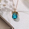 Dragonfly Teardrop Glass Pendant Necklaces PW-WG4D3BA-03-1