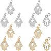  12Pcs 2 Colors Brass Micro Pave Clear Cubic Zirconia Charms ZIRC-NB0001-77-1