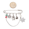 Christmas Gift Box & Snowflake & Santa Claus Charms Alloy Safety Pin Brooch JEWB-TA00001-3