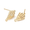 Brass Micro Pave Cubic Zirconia Stud Earring Findings KK-Z094-13G-2