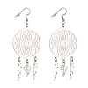304 Stainless Steel Woven Net with Feather Dangle Earrings for Women EJEW-JE05005-2