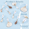 8Pcs 4 Styles Natural Spiral Shell Pendants and ABS Plastic Imitation Pearl Beads PALLOY-PH01748-4