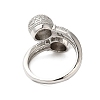 Round Brass Micro Pave Clear Cubic Zirconia Open Cuff Rings for Women RJEW-A046-10P-3