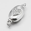 Anti-Tarnish Oval with Heart Rhodium Plated 925 Sterling Silver Cubic Zirconia Box Clasps STER-O015-01-3