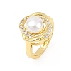 Brass Micro Pave Cubic Zirconia Finger Rings for Women RJEW-D340-02G-09-3