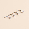 316 Surgical Stainless Steel Crystal Rhinetone Flat Round L-Shaped Nose Rings WGCD50A-01-2