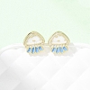 Brass Enamel Stud Earrings EJEW-B152-01G-02-2