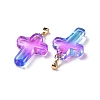 Two Tone Transparent Glass Pendants GLAA-A004-02F-2