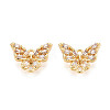 Brass Pave Clear Cubic Zirconia Links/Connector Charms KK-T077-69G-1