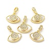 Brass Micro Pave Clear Cubic Zirconia European Dangle Charms BSHE-Z003-07G-2