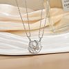 2Pcs Brass Micro Pave Clear Cubic Zirconia Magnetic Pendant Necklaces with 304 Stainless Steel Cable Chain WG04DA7-04-1