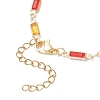 Brass Glass Rectangle Link Chain Bracelet Making AJEW-JB01399-5
