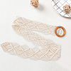 Cloth Woven Rhombus with Wood Chain Belts for Women AJEW-WH20019-125B-7