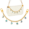 Brass & Natural Paua Shell Star Moon Charm 304 Stainless Steel Bag Decorative Chains HJEW-PH02278-1