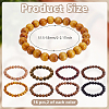 16Pcs 8 Styles Natural Sandalwood Round Beaded Stretch Bracelet for Men Women BJEW-GO0001-36-2