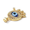 Lampwork Evil Eye Pendants with Colorful Cubic Zirconia ZIRC-L102-14G-03-4