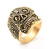 316 Stainless Steel Skull with Cross Finger Ring RJEW-C030-02E-AG-1