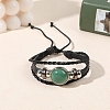 Natural Green Aventurine Flat Round Link Multi-strand Bracelets PW-WGD176F-01-1