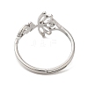 Non-Tarnish 304 Stainless Steel Hollow Lotus Adjustable Ring for Women RJEW-M149-32P-2
