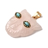 Natural Rose Quartz & Synthetic Turquoise Pendants G-Z090-02G-09-2