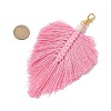 Leaf Handmade Macrame Cotton Threads Pendant Decorations HJEW-JM02617-2