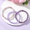 3Pcs Natural Amethyst & Dyed Malaysia Jade & Lavender Amethyst Round Beaded Stretch Bracelets for Women BJEW-JB12835-5