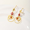 Fashionable Brass Heart with Evil Eye Tassels Hoop Earrings VN7480-4