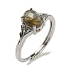 Oval Natural Labradorite Adjustable Rings RJEW-Q818-01P-08A-2