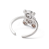 Bear Cubic Zirconia Cuff Ring RJEW-M146-03F-2