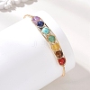 Chakra Natural & Synthetic Mixed Gemstone Round Beads Wire Wrapped Bangles for Women BJEW-TA00714-2