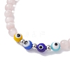 Cat Eye & Handmade Evil Eye Lampwork Round Beaded Stretch Bracelets for Women BJEW-JB12289-02-3