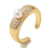 Rack Plating Brass Micro Pave Clear Cubic Zirconia Cuff Rings for Women RJEW-G323-05G-1