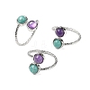Natural Amethyst & Amazonite Finger Rings RJEW-A068-03P-02-4