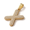 304 Stainless Steel Micro Pave Clear Cubic Zirconia Pendants CU-CBA703A-05G-X-2
