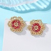 Flower Glass Seed Bead Stud Earrings EJEW-MZ00668-01-1