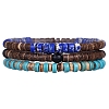 Synthetic Turquoise & Regalite & Coconut Shell Bead Stretch Bracelets Sets PW-WG7E5E9-01-1