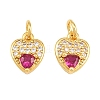 Brass Micro Pave Medium Violet Red Cubic Zirconia Charms CU-CBAB3AD-09G-01-1