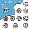 66pcs 11 style Tibetan Style Alloy European Beads FIND-TA0001-98-3