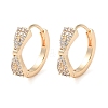 Brass Micro Pave Clear Cubic Zirconia Hoop Earrings LS-EJEW-S234-03G-1